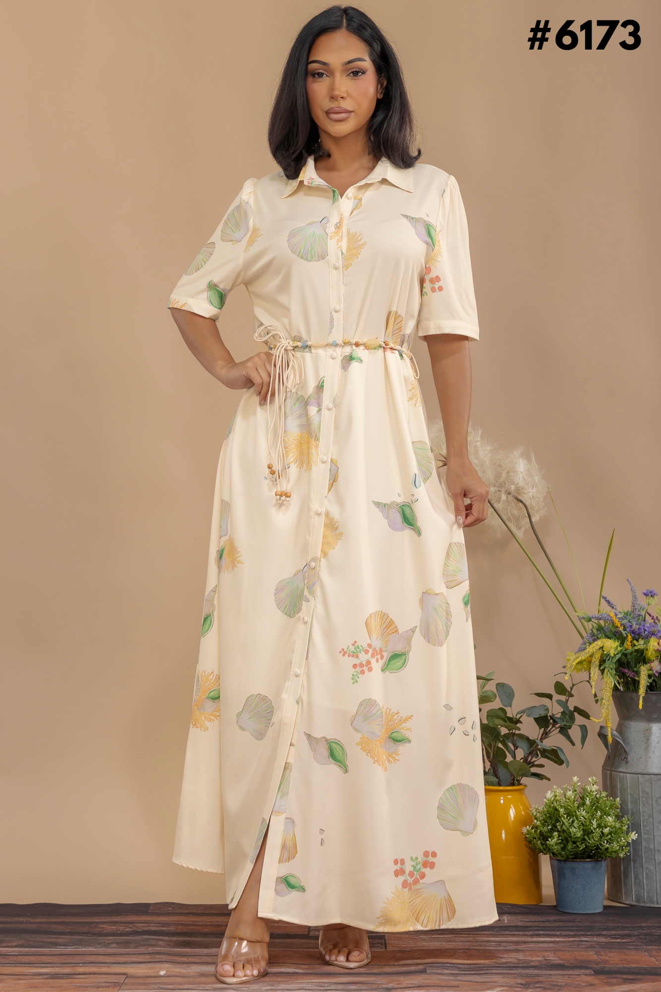 PRINT MAXI DRESS, Contents:100%POLYESTER