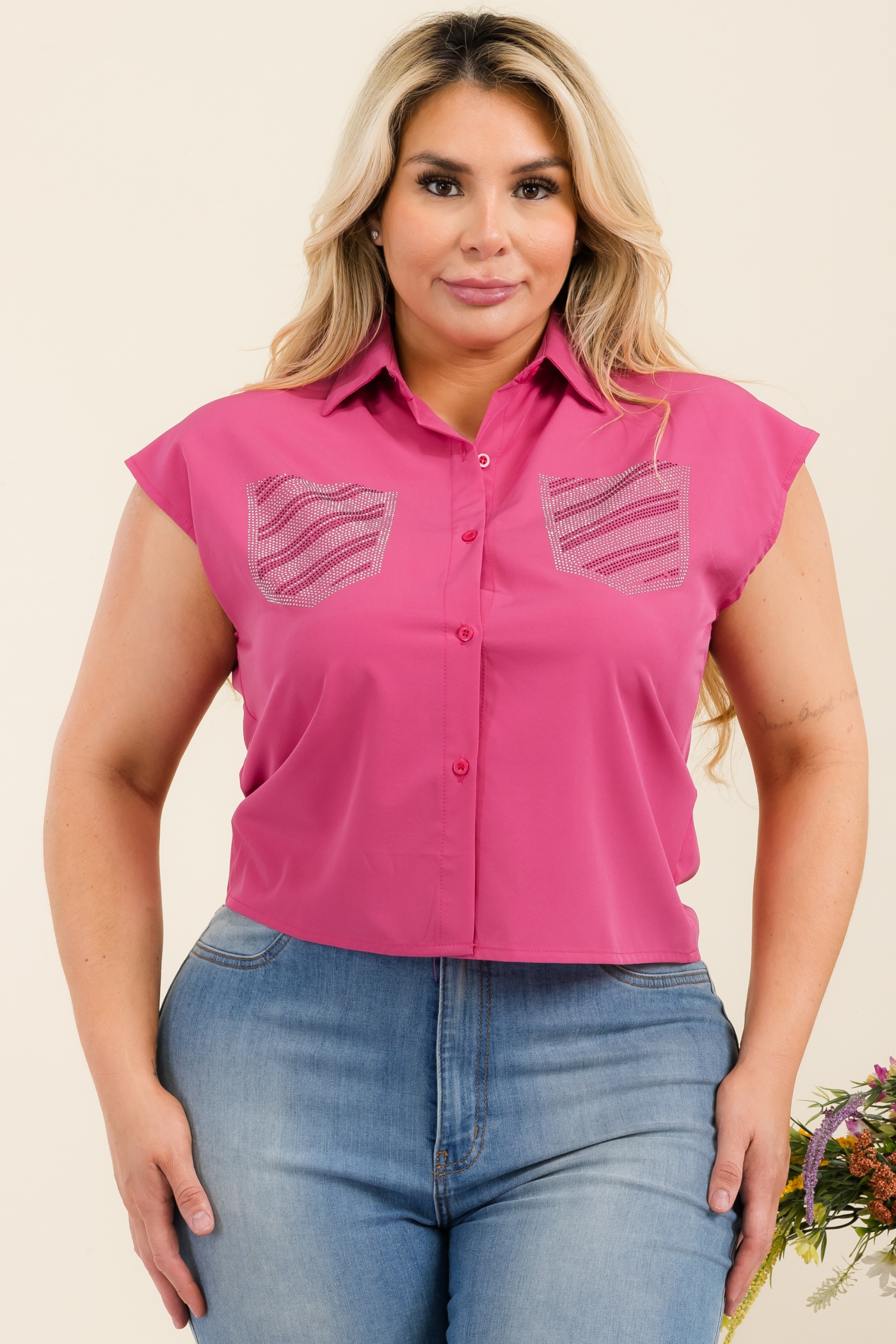 PLUS SIZE CROPTOP, Contents:100% POLYESTER