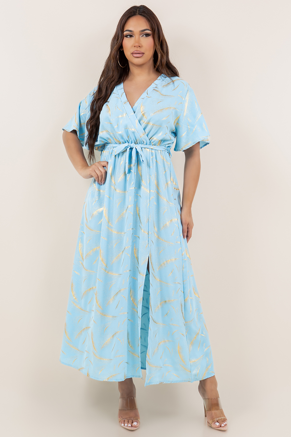 PRINT MAXI DRESS, Contents:100% POLYESTER