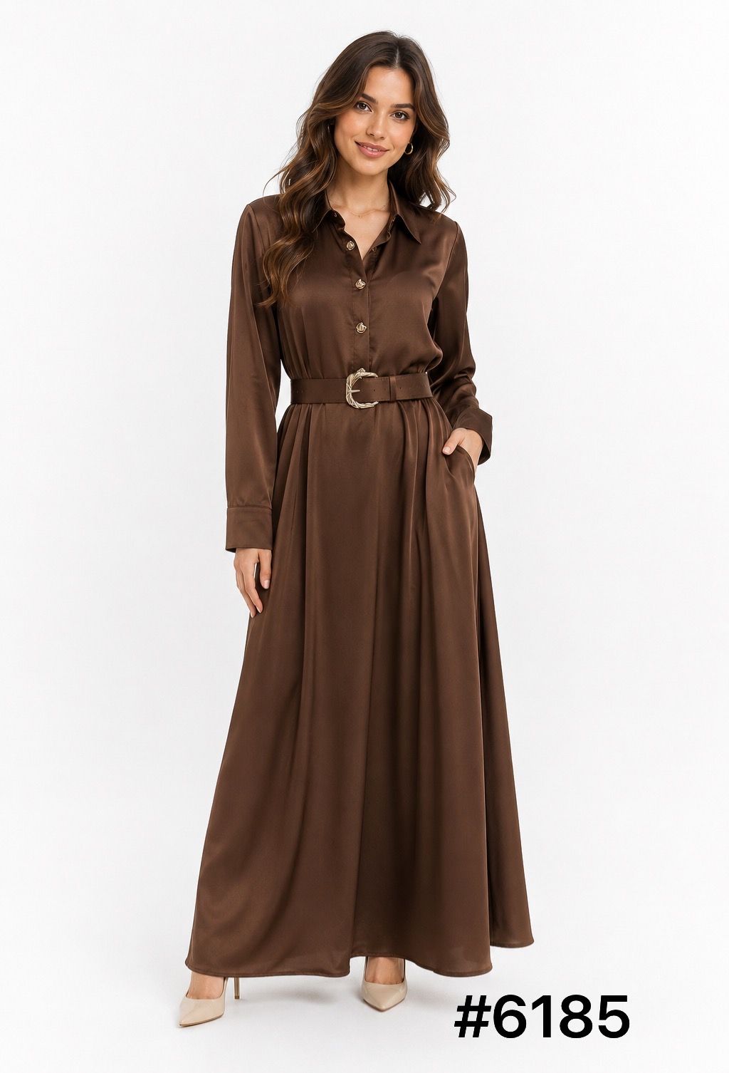 SATIN MAXI DRESS, Contents:100%POLYESTER