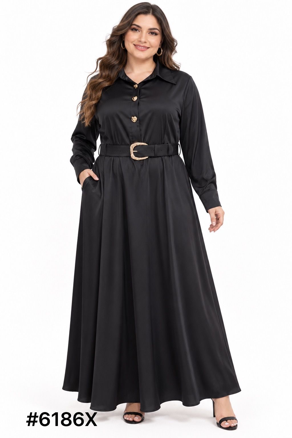 PLUS SIZE SATIN DRESS, Contents:100%POLYESTER